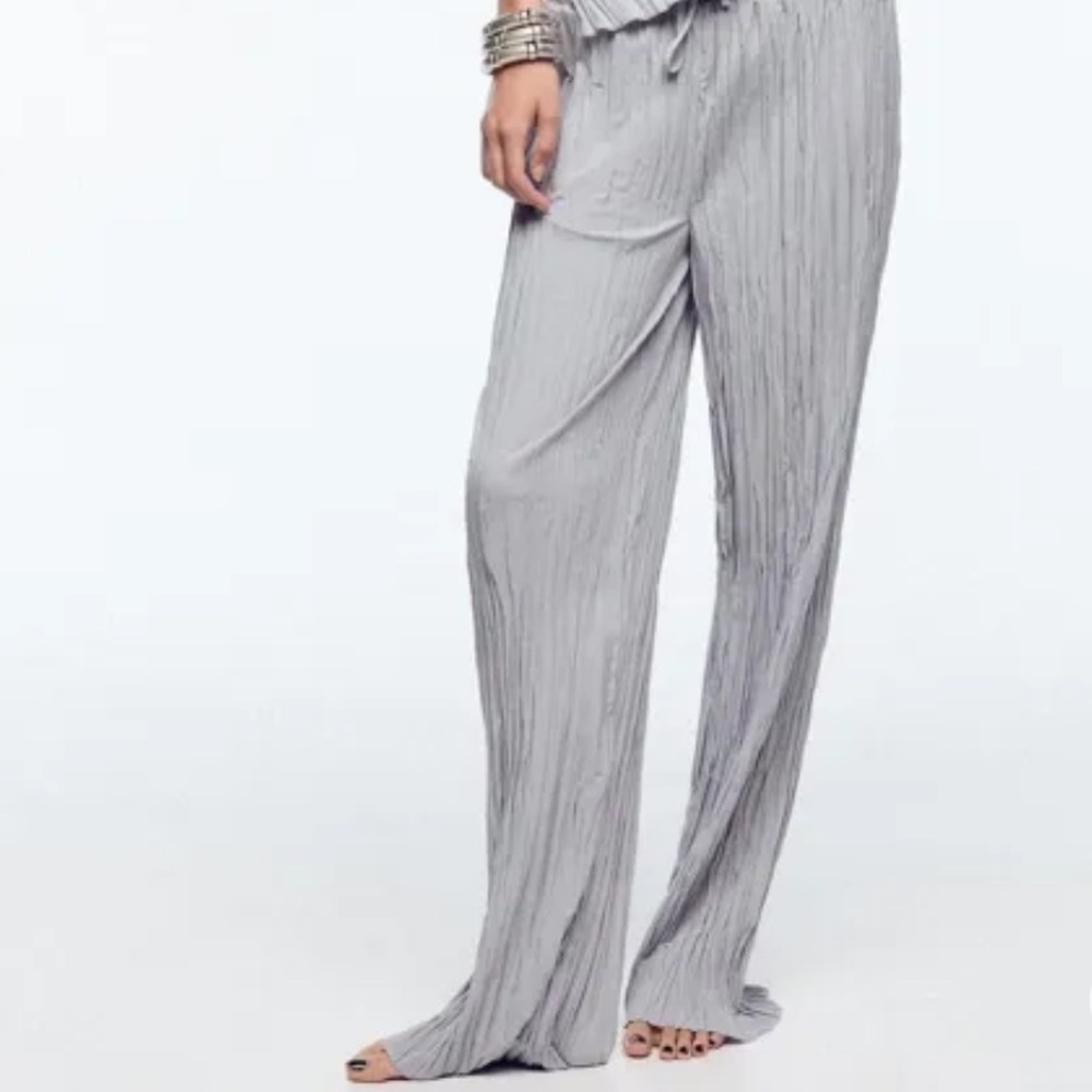 Zara Light Gray Textured Pants